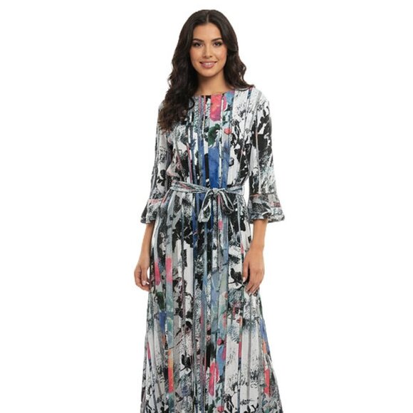 DEVORAH'S SECRET  Modest Maxi Dress Abstract Watercolor Print Plus Size - Picture 3 of 3